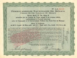 Ferrocarriles Nacionales De Mexico - Mexican 6% Gold Bond